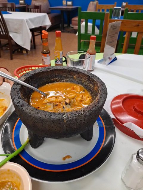 Traditional Mexican seafood served in lava bowls.